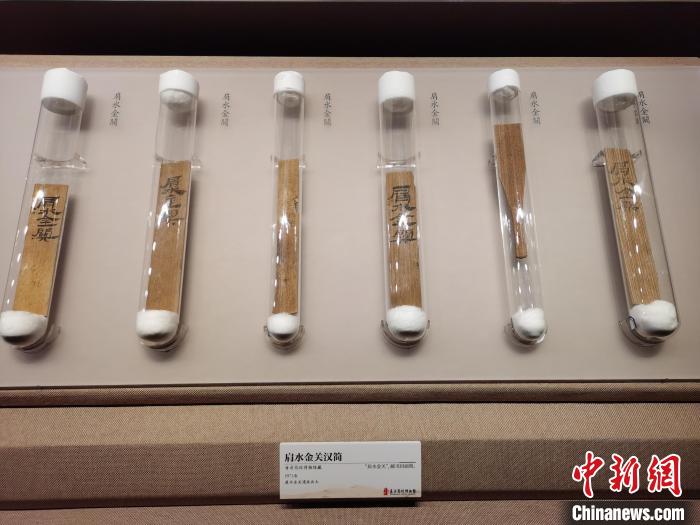 展出的部分简牍文物。　向一鹏 摄